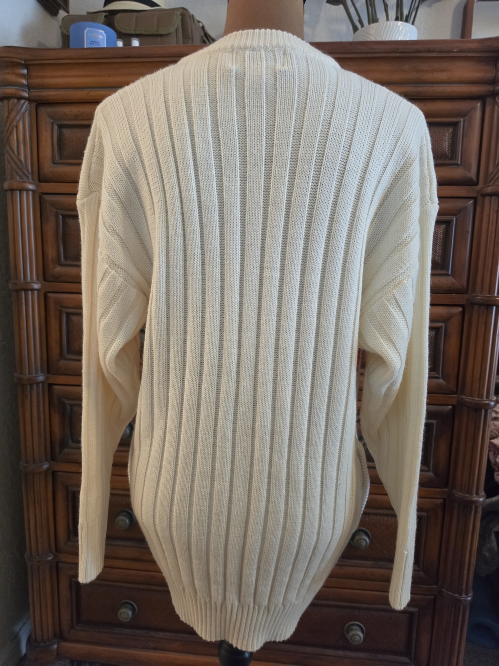 Vtg Wool Blend Argyle Cardigan Oversized Knit Small Grandpa Dark Academia Retro - Picture 6 of 11